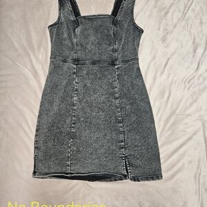 Black Washed Denim Mini Dress